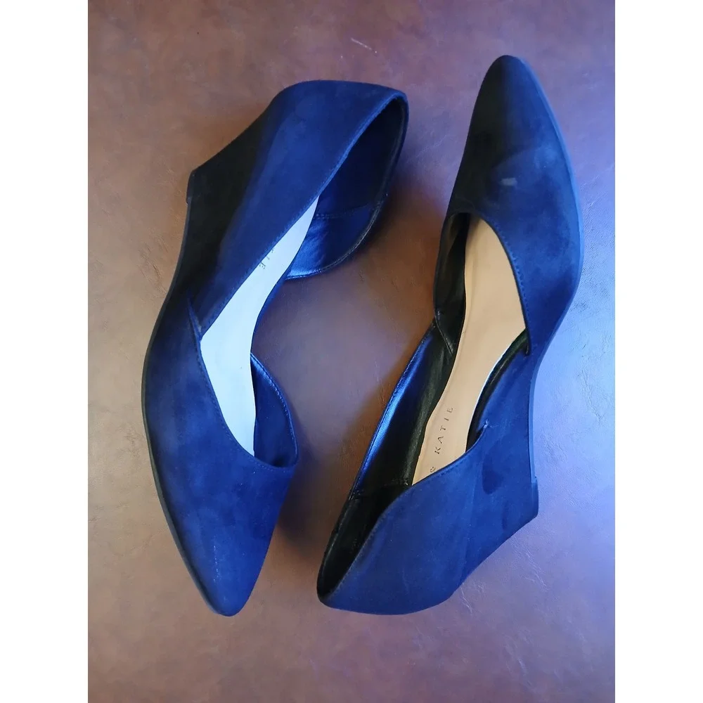 Kelly & Katie Womens Black Faux Suede Pointed Toe D'Orsay Wedge Pumps‎ Heels 3in